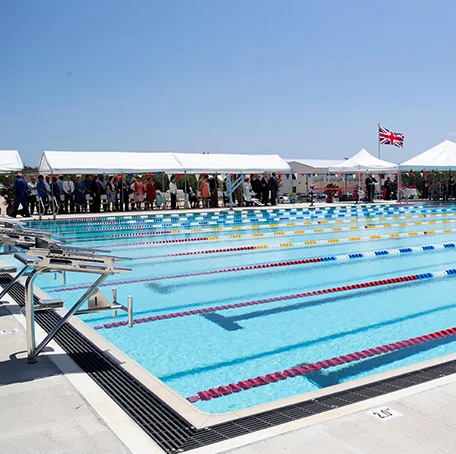 Competition swimming pool on Cayman Brac at its official opening
